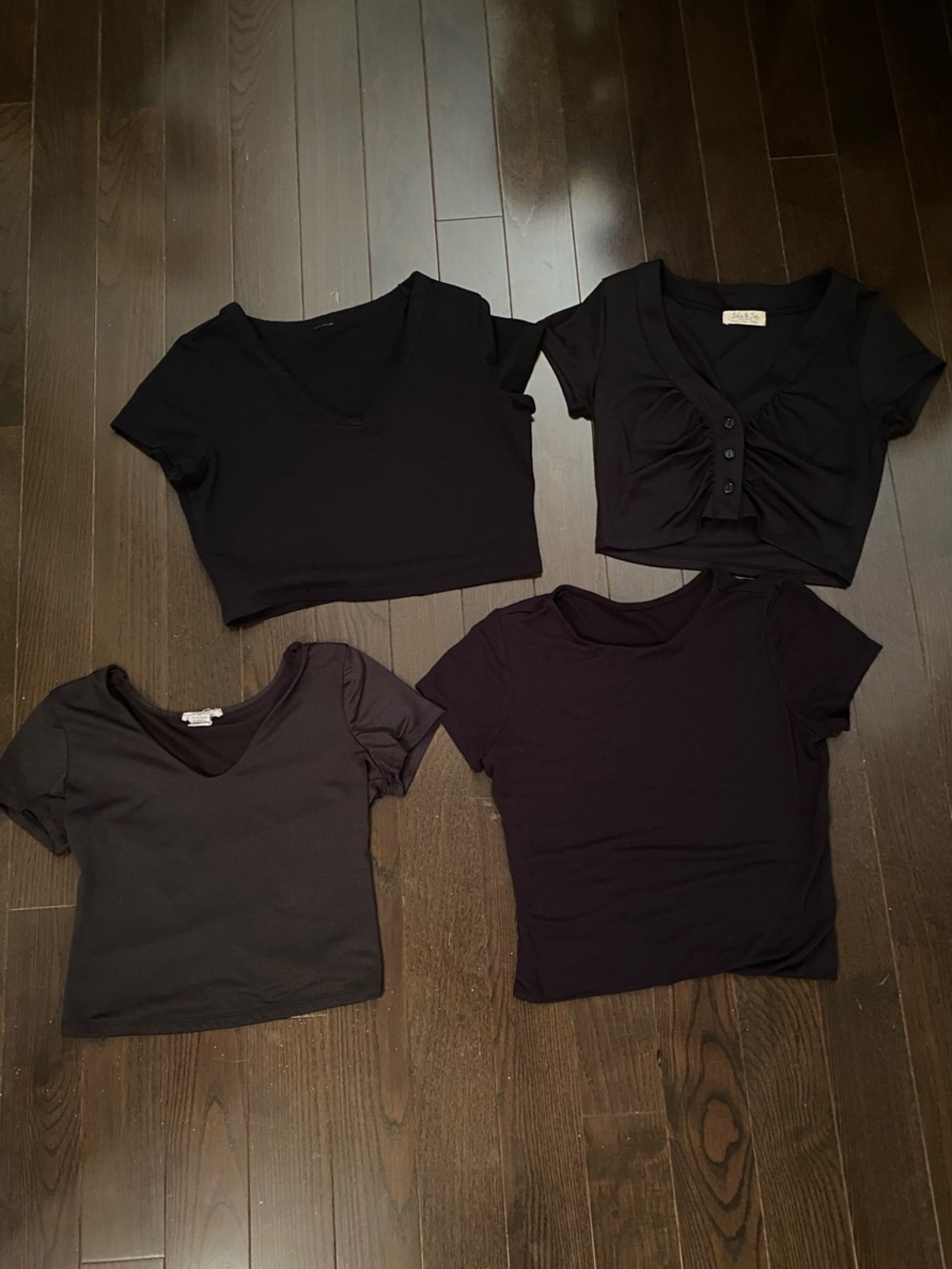 4 Women's Black Short Sleeve Crop Top - Assorted Styles